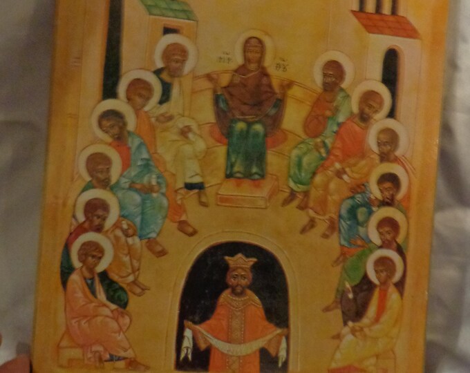 Icon Eastern Rites PENTECOST WOODEN ICON Plaque - 13