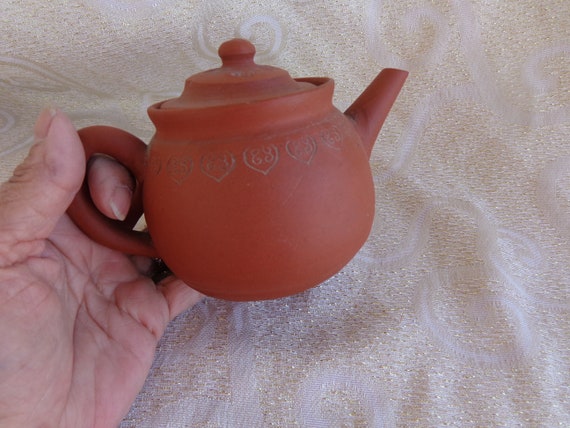 TERRA COTTA RED Clay Teapot With Built in Strainer Terra - Etsy