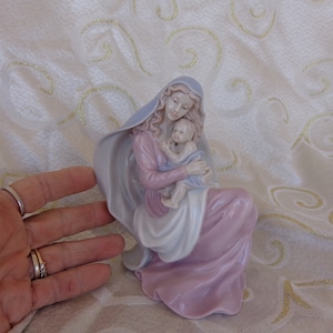 MADONNA AND CHILD Figurine - 5 3/4&quot;H x 4 1/2&quot;W x 4&quot;D - Porcelain Valencia Collection Madonna and Child by Roman - Hand Painted