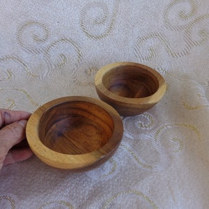 WOODEN DIP BOWL Pair by Core - 4&quot;D x 2&quot;H each - Lathe Turned Small Wooden Bowl Pair by Core - Signed on bottom