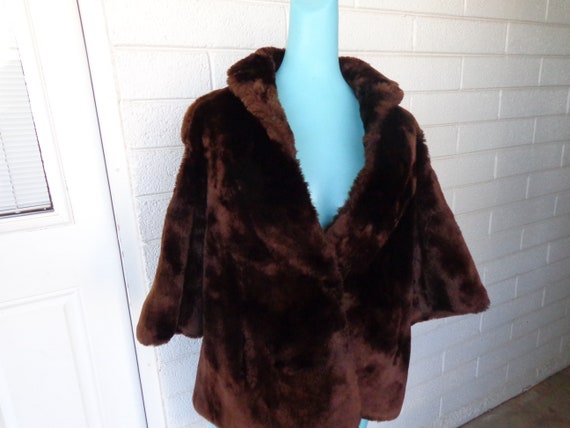 MOUTON FUR JACKET - 3/4 Sleeve Deep Brown Sheared… - image 6