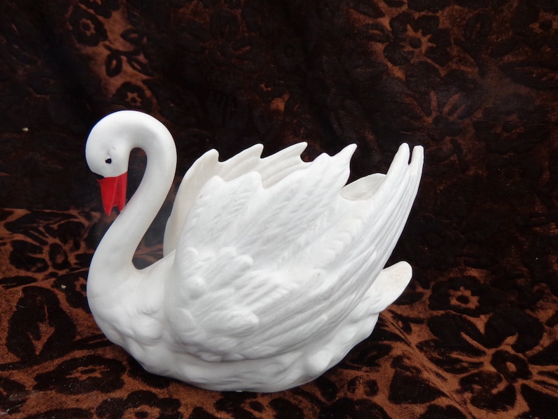 1970 s Goebel ZV 103III Vintage Swan PlanterVase Marked with Blue B in V and stamped ZV103III Porcelain Bisque West German Swan