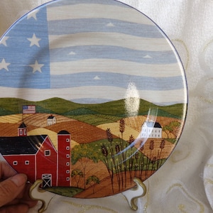 WARREN KIMBLE &#39;America the Beautiful&quot; Plate - 8 1/4&quot; - Farm and Land Scene Plate by Sakura  1999