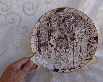 WHERE PATHS CROSS Plate - 8 1/2&quot; - Diana Casey First Plate in &quot;Silent Journey&quot; Series - Numbered Limited-Edition Plate   1994   Gold Trim