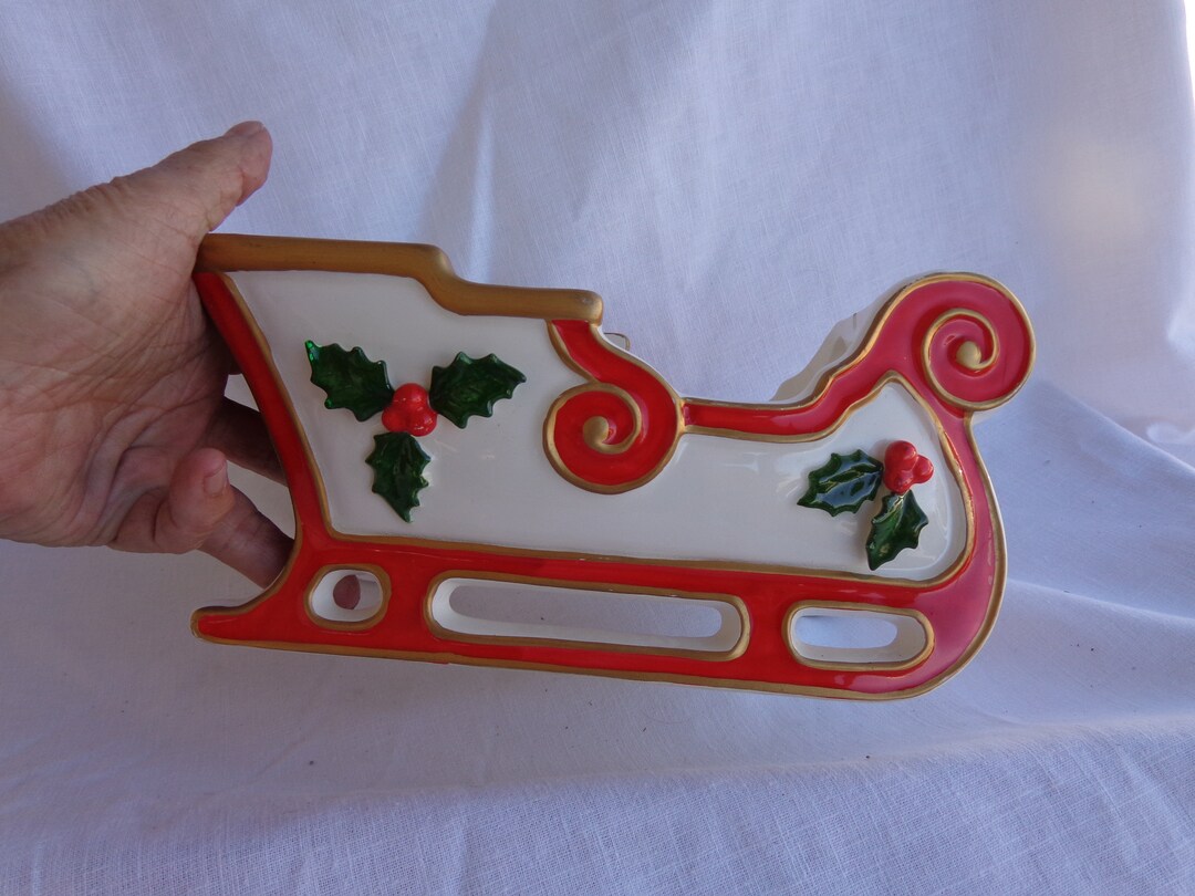 SANTA SLEIGH Candy Dish or Planter 1978 9 1/2 X 4 1/2 Vintage Christmas