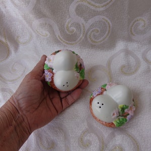 SALT AND PEPPER Shakers - Avon Egg S and P Shaker Set - Matching  Porcelain Egg  S & P Shakers-  Two Eggs to Shake Salt and Pepper
