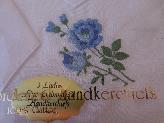 SET 3 HANDKERCHIEFS - Floral 100% Cotton Handkerc… - image 5