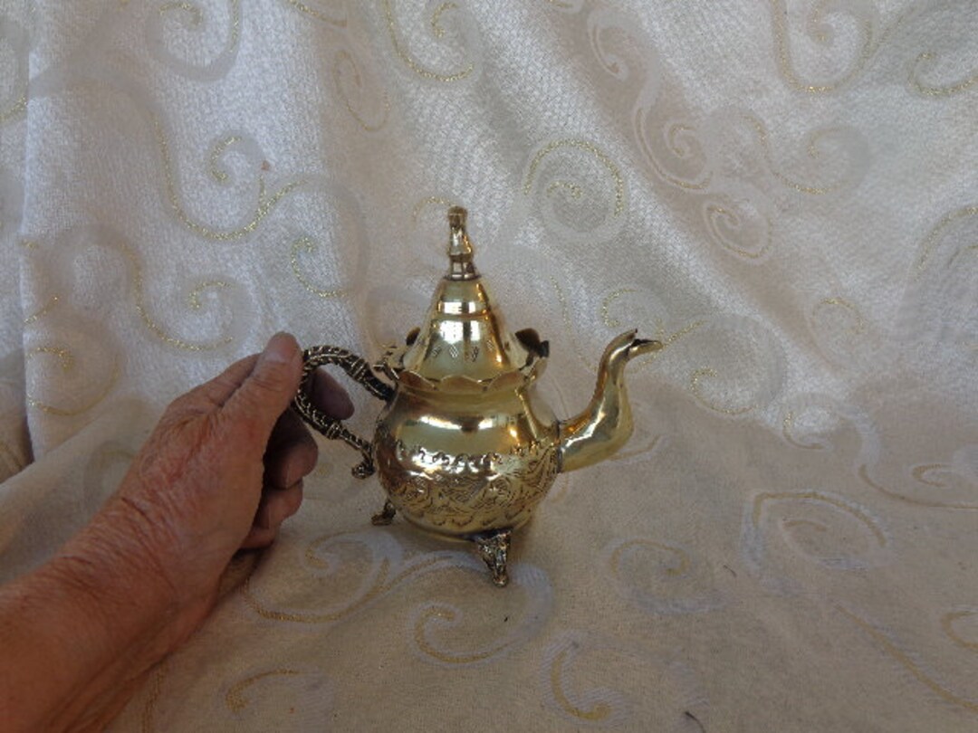 SMALL BRASS PLATED Teapot Display Item/vase 5 1/2 H X 6 W Etsy
