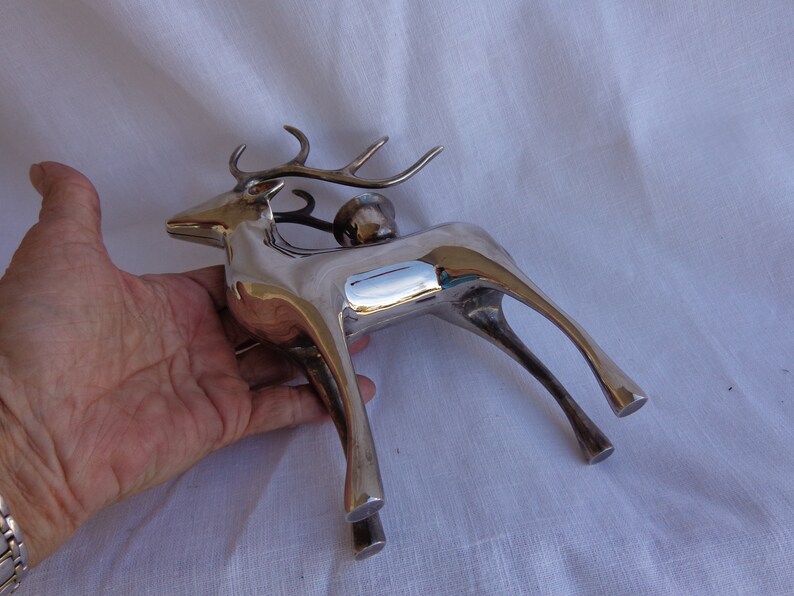SILVERPLATE REINDEER Taper Candle Holder Silver Deer Candle Etsy