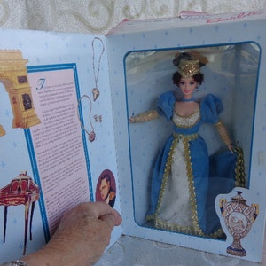 FRENCH LADY BARBIE- 1996 - 11 1/2&quot; Tall with Original Box- Mattel  Collector Edition Barbie in Blue, White and Gold  N R F B