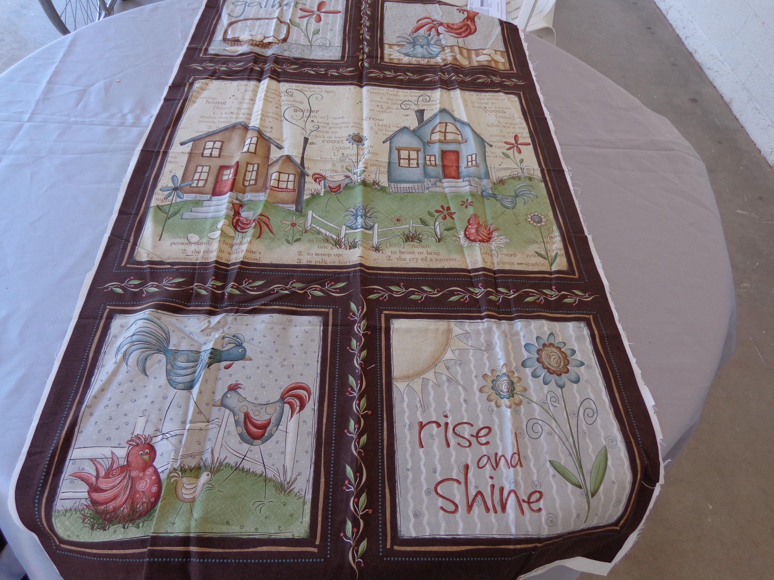 Fabric - Home to Roost design Quilt Fabric Four small and one wide print as shown
