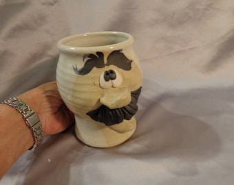 Vintage 3D Ugly Face Mug Funny Man W Handlebar Mustache Folk Art Pottery  Sculpture Whimsical Caricature Earthtones Drip Glaze Coffee Cup - Etsy