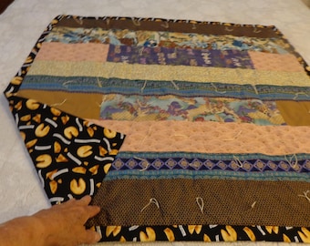 FORTUNE COOKIE QUILT - 37" x 35"   Machine Made Hand Tufted Oriental Theme Quilt for the Fortune Cookie Lover    New and Never Used