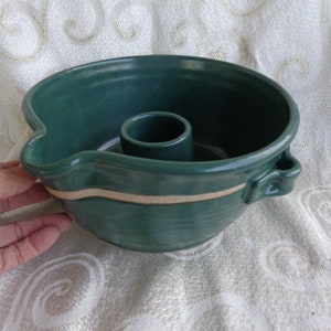GREEN STONEWARE BUNDT Casserole - 8 3/4&quot;D x 4&quot;H - Green Glazed Stoneware Bundt Casserole with Handles