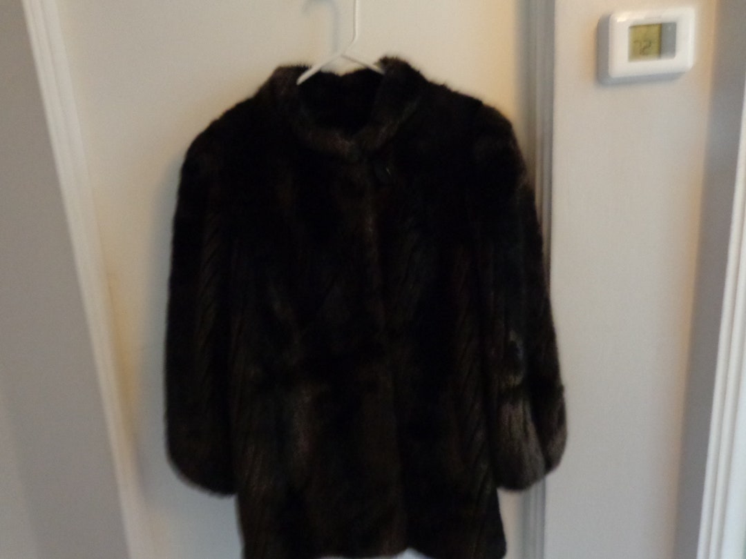 コート PLAIN FW25 FAKE MINK FUR JACKET (JJ25068 BROWN) FAUX MINK JACKET - Size Medium - Two Tone Brown and Deep