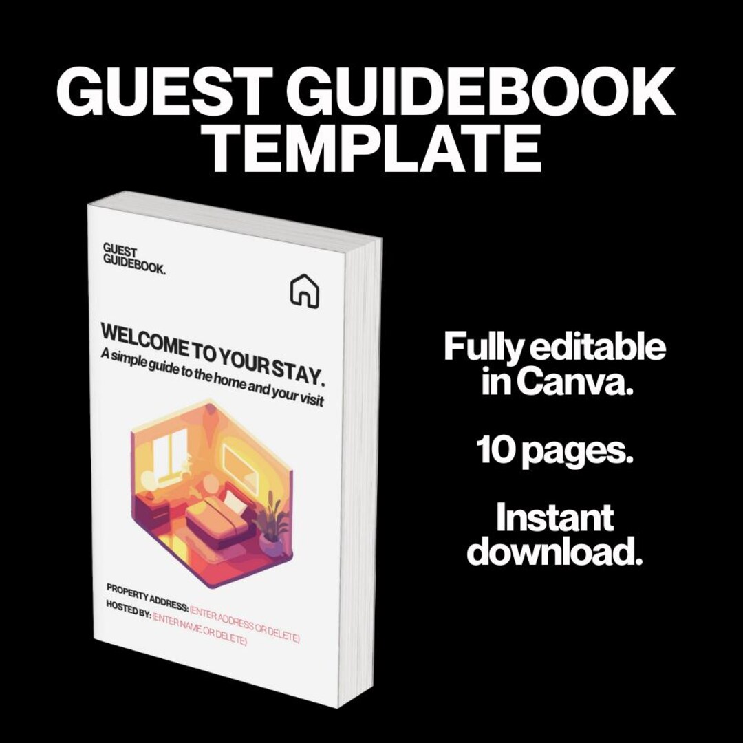 Simple Guidebook Airbnb Guest Guidebook Template | Editable Canva Welcome Book | Short ...