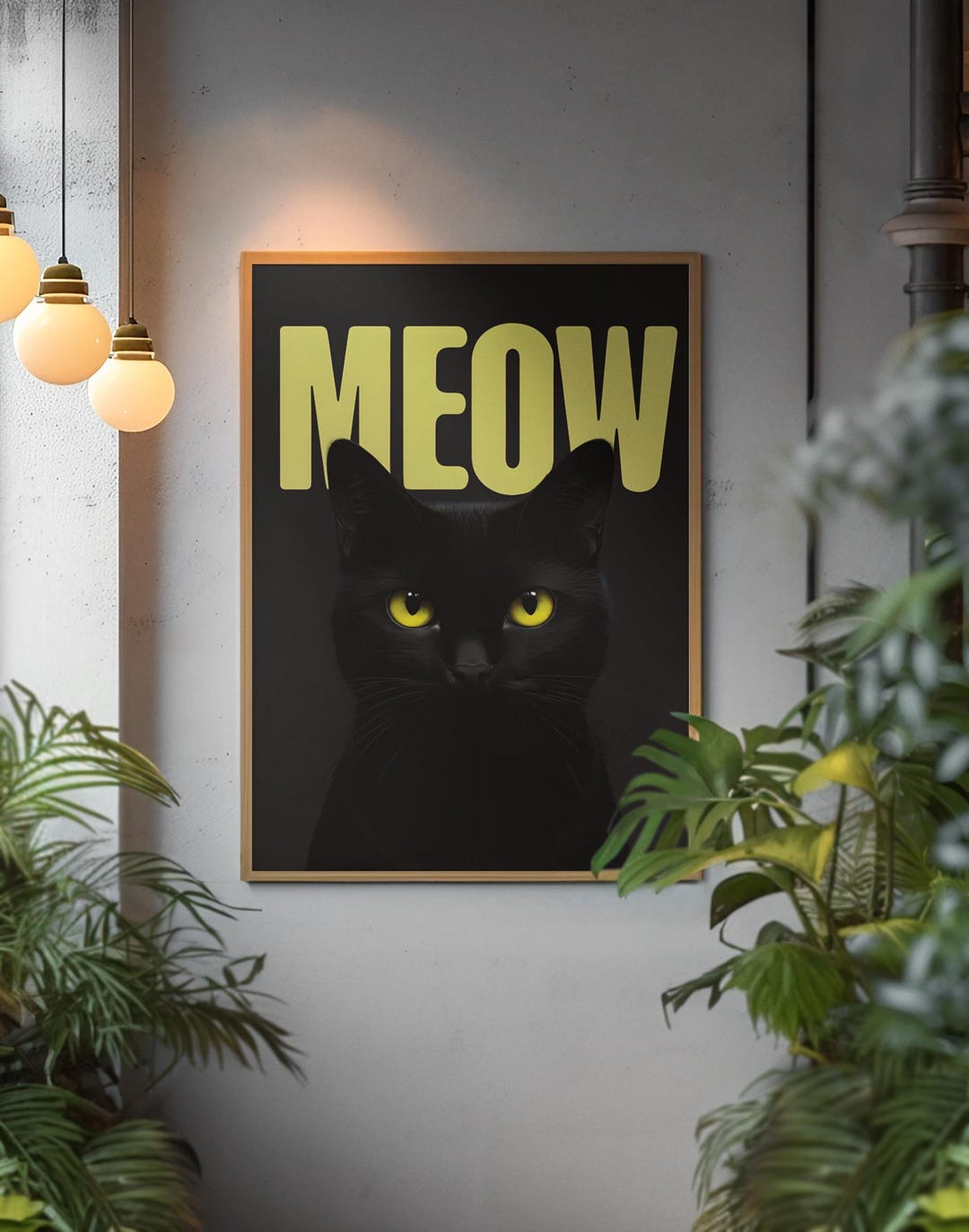 Meowler Black Cat MEOW Print - Minimalist Art for Pet Lovers, Instant Download ...