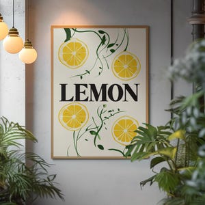 Poster kunst aan de muur citroen citrus, heldere fruit keuken print, botanische citroen decor