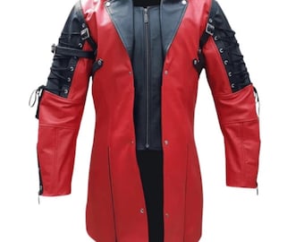 Gabardina de cuero roja para hombre