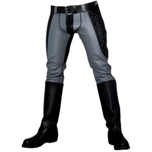 Mens Grey Leather Pants
