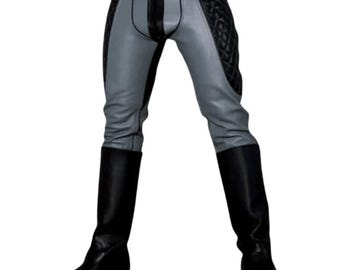 Pantalones de cuero gris para hombre