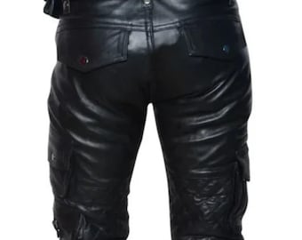 Pantalones cargo de cuero negro para hombre