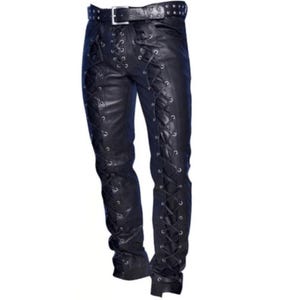 Black Lace Up Leather Pants