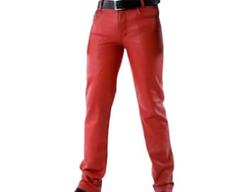 Mens Red Leather Pants