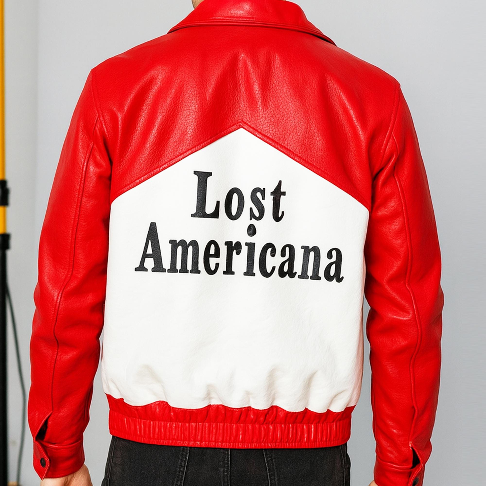 Machine Gun Kelly Lost Americana Jacket | Red White Leather Bomber