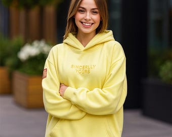 Handmade Salish Matter Yellow Hoodie - Unisex Sincerely Yours Oversized Fleece Hoodie -Cosplay Costume