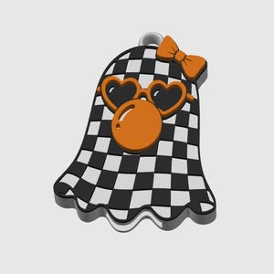 Abridor de latas de fantasma xadrez fofo em STL | Protetor de unhas de fantasma chiclete | Abridor de latas de bebidas assustador | Arquivo para impressão 3D | Download digital