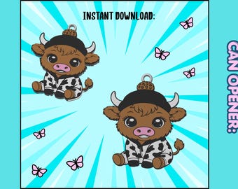 Cute Highland Cow Can Opener 3MF File | Cow Soda Can Tab Opener | Printable 3D Print File | Digital Download | Kawaii Farm Design