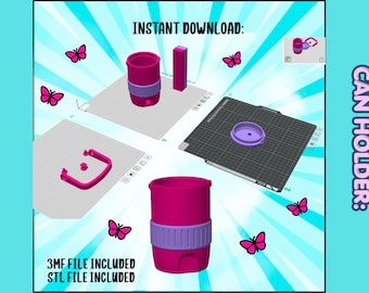 375ml Australian size Can Holder STL & 3MF Files – Customizable Colour Drink Holder, 3D Printable Design