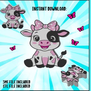 Söt ko-pennhållare STL-fil | Kawaii skrivbordsorganisatör 3MF & STL-paket | 3D-utskrift Ko-pennkruka digital nedladdning | Söt kontorsinredning