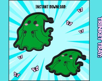 Cute Ghost Trinket Tray 3MF File | Halloween Bead Tray | Kawaii Ghost Catch-All Dish | Digital Download for 3D Printing