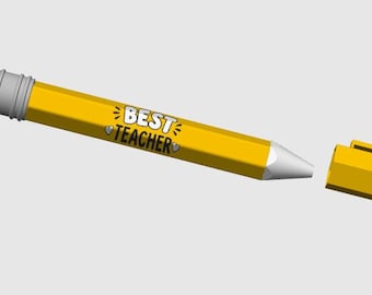 Teacher Jumbo Pencil Pen 3MF File | Refillable Pen Holder | Best Teacher Gift | 3D Printed Pencil Pen | Digital Download