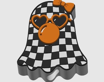 Checkered Ghost 8mm Straw Topper 3MF | Cute Halloween Drink Charm | Spooky Straw Cap | 3D Print File | Digital Download