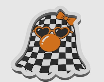 Checkered Ghost Trinket Tray 3MF | Cute Halloween Bead Tray | Spooky Jewelry Dish | Craft Organizer | 3D Print File | Digital Download