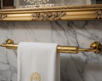 Handmade Unlacquered Brass Towel Bar: Moroccan Bathroom Decor
