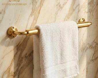 Unlackierte Messing Handtuchhalter Stange für Badezimmer - marokkanische Handarbeit
