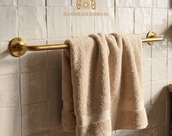 Solid Brass Towel Bar – Handcrafted Bathroom Wall Rail