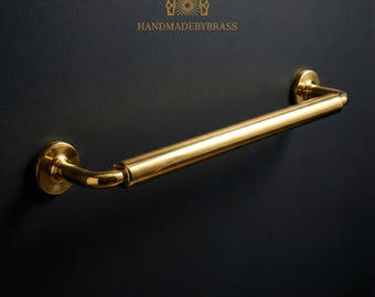 Vintage Towel Holder, Solid Brass Towel Rail, Handcrafted Towel Rack, Unlacquered Brass Wall Towel Rack for Bathroom ,Wall Mount Brass Bar