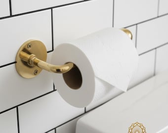 Unlackierter Toilettenpapierhalter aus Messing - handgefertigte Badezimmer-Hardware