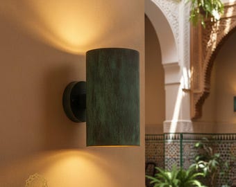 Handgefertigte Kupfer Außenwandleuchte - gealtertes Patina Finish | HandmadeByBrass