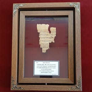 P52 manuscript Replica. St John new testament papyrus. Bible Scripture Art gift.