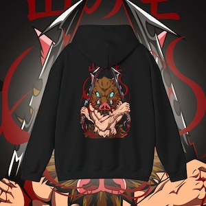 Demon Slayer Anime Hoodie | Inosuke Inspired Hoodie | Anime Graphic Hoodie | Anime Streetwear | Manga Style Clothes | Anime Lover Gifts