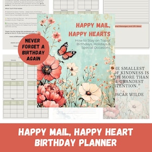 Geburtstag Tracker Printable | Dinge erledigen | Planer für besondere Anlässe | Pastell koralle | Geburtstags-Tracker-Buch Happy Birthday