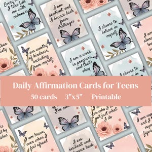 Printable Positive Affirmation Cards for Teens | Daily Motivational Self-Esteem Boost | Digital Download for Teen Mental Health Self-Care