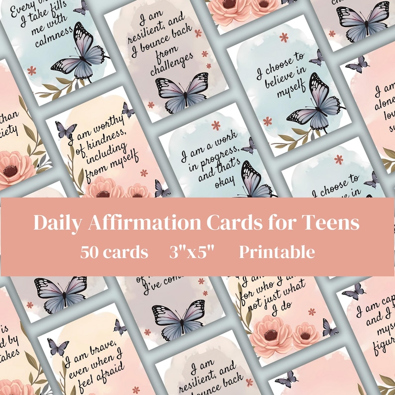 Printable Positive Affirmation Cards for Teens | Daily Motivational ...