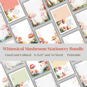 Cottagecore Stationery Bundle | Printable Letter Writing Kit with Envelopes  Paper | Mushroom  Botanical Art | Snail Mail Whimsical  Fun